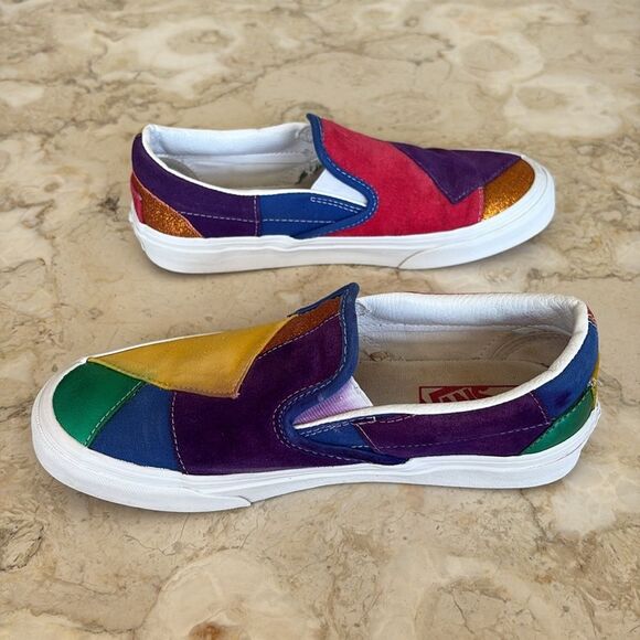 Rare VANS Pride Patchwork SLIP ON Skate Shoes UNISEX Women’s SZ 7.5 /Men’s Sz 6 - Picture 6 of 11
